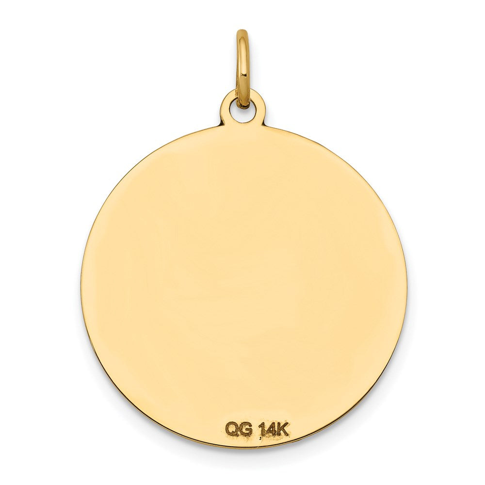 14 Karat Gelbgold mit Emaille, 0,027 Gauge, runder gravierbarer Scheiben-Charm