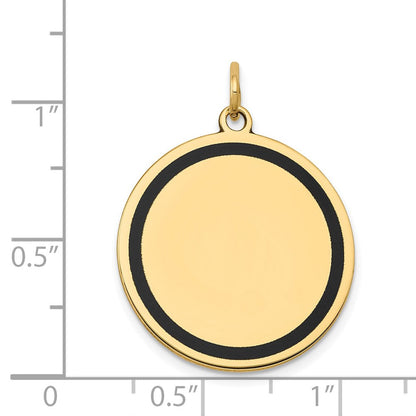 14 Karat Gelbgold mit Emaille, 0,027 Gauge, runder gravierbarer Scheiben-Charm