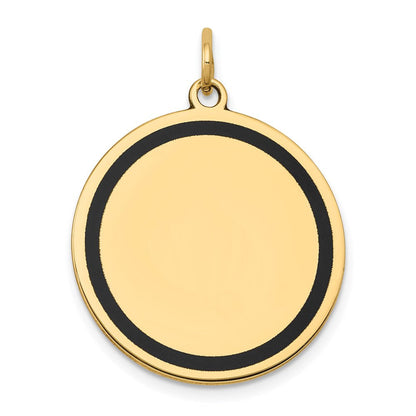 14 Karat Gelbgold mit Emaille, 0,027 Gauge, runder gravierbarer Scheiben-Charm