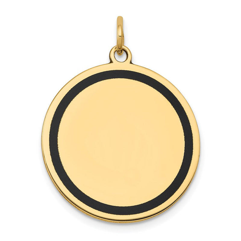 14 Karat Gelbgold mit Emaille, 0,027 Gauge, runder gravierbarer Scheiben-Charm