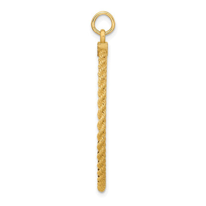 14K Gelbgold schlichter Anhänger mit rundem, gravierbarem Scheiben-Charm mit Seilrand, Stärke 0,013 Gauge