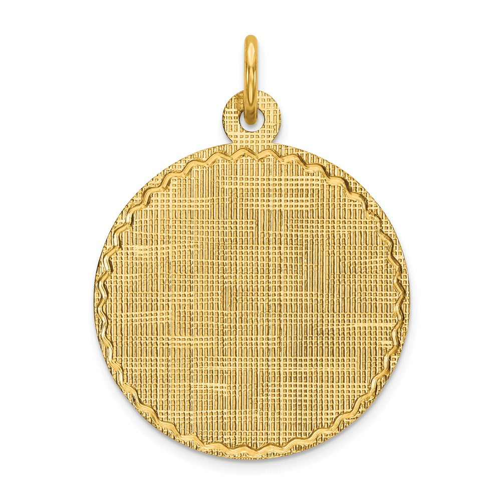 14K Gelbgold 14K Gemustert.013 Stärke Kreisförmig Gravierbar Plättchen Charm