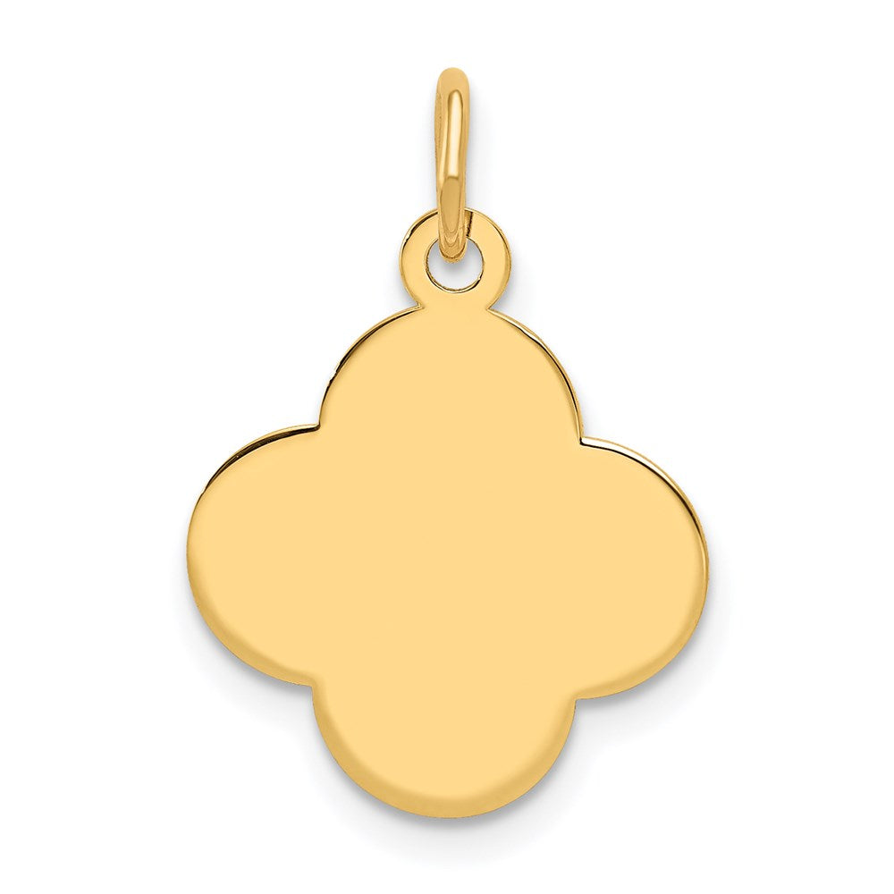 14K Gelbgold Schlicht Gravierbar Quadrafoil Plättchen Charm