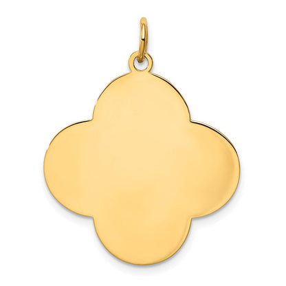 14K Gelbgold Schlichter Gravierbarer Quadrafoil-Scheiben-Charm, 0,027 Gauge