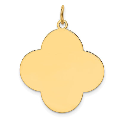 14K Gelbgold Schlichter Gravierbarer Quadrafoil-Scheiben-Charm, 0,027 Gauge