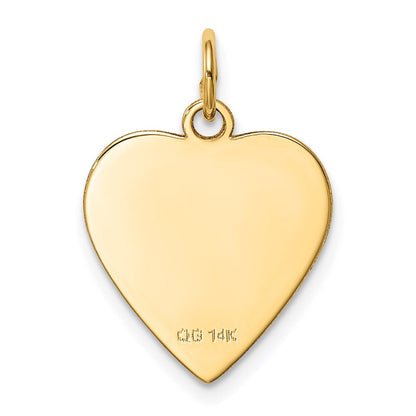 14K Gelbgold Schlicht Herz Gravierbar Plättchen Charm