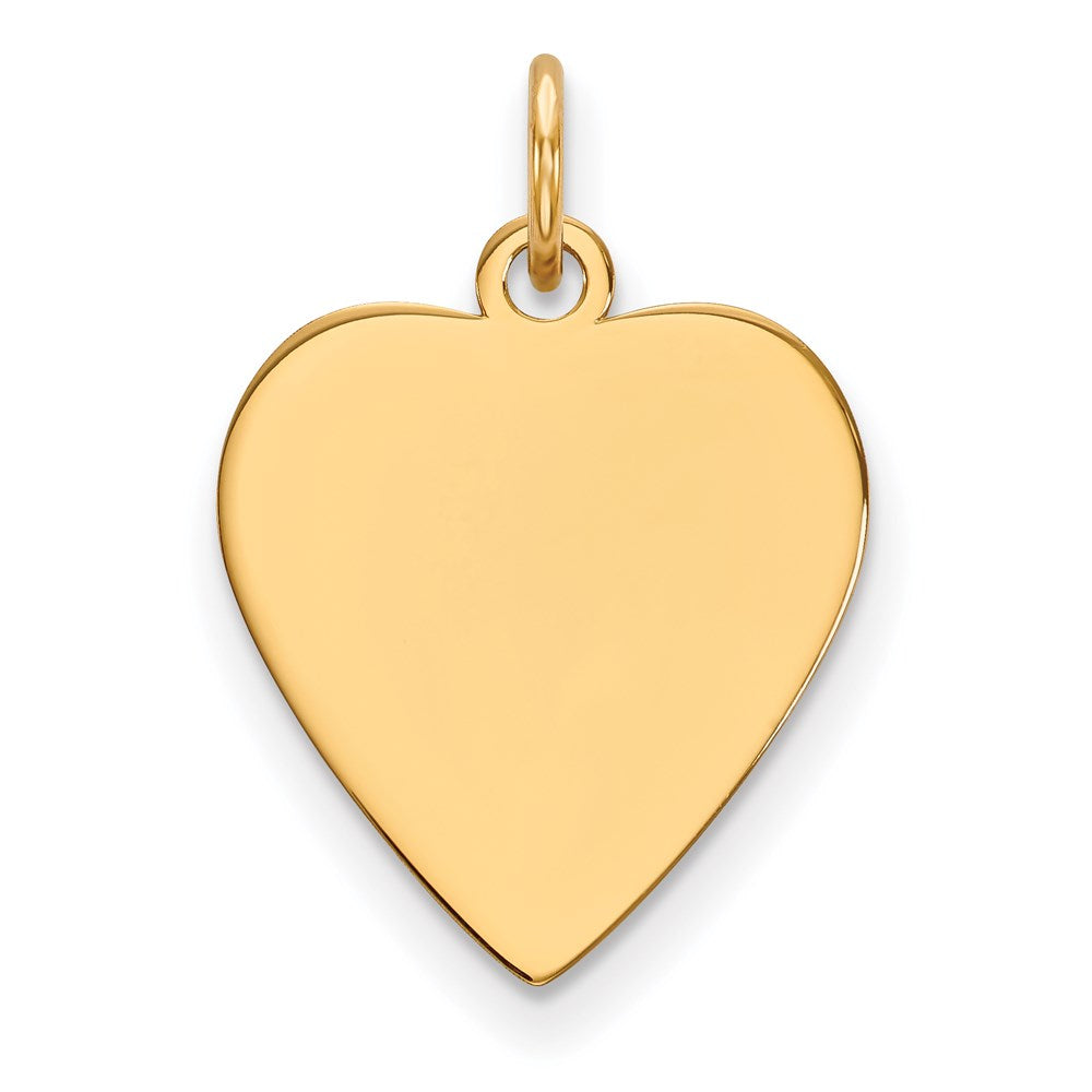 14K Gelbgold Schlicht Herz Gravierbar Plättchen Charm
