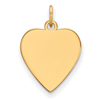 14K Gelbgold Schlicht Herz Gravierbar Plättchen Charm
