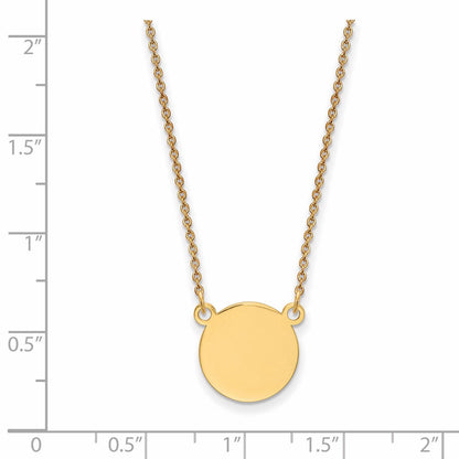 14K Gelbgold Schlicht.018 Stärke Kreisförmig Gravierbar Plättchen 18 Zoll Halskette