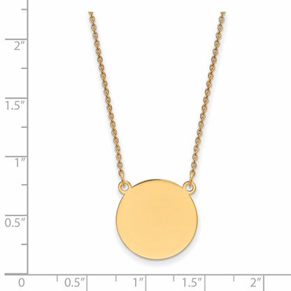 14K Gelbgold Schlicht.018 Stärke Kreisförmig Gravierbar Plättchen 18 Zoll Halskette