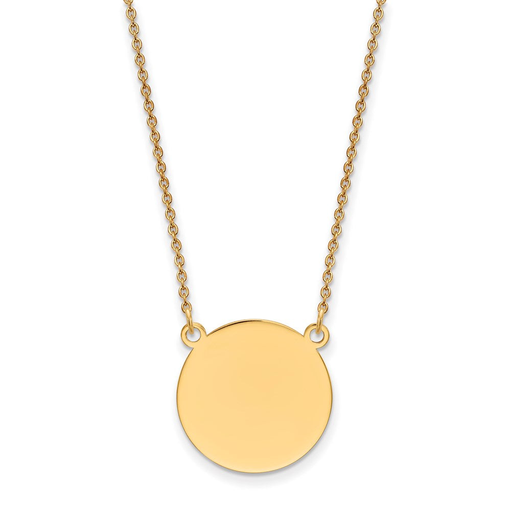 14K Gelbgold Schlicht.018 Stärke Kreisförmig Gravierbar Plättchen 18 Zoll Halskette