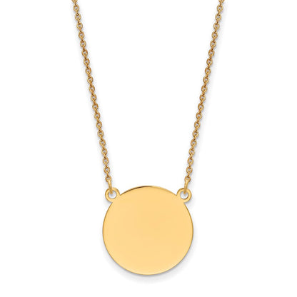 14K Gelbgold Schlicht.018 Stärke Kreisförmig Gravierbar Plättchen 18 Zoll Halskette