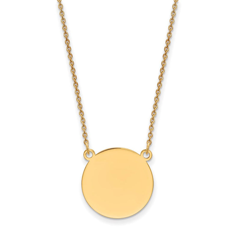 14K Gelbgold Schlicht.018 Stärke Kreisförmig Gravierbar Plättchen 18 Zoll Halskette