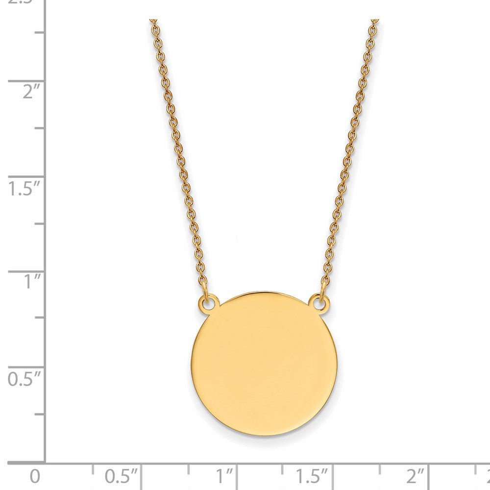 14K Gelbgold Schlicht.027 Stärke Kreisförmig Gravierbar Plättchen 18 Zoll Halskette