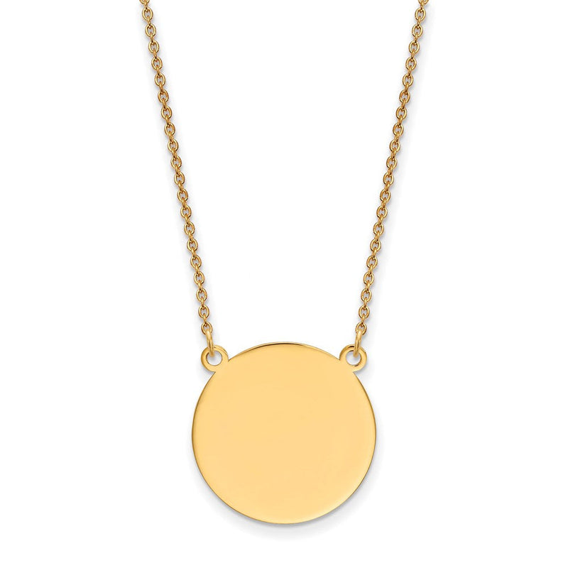 14K Gelbgold Schlicht Kreisförmig Gravierbar Plättchen 18 Zoll Halskette