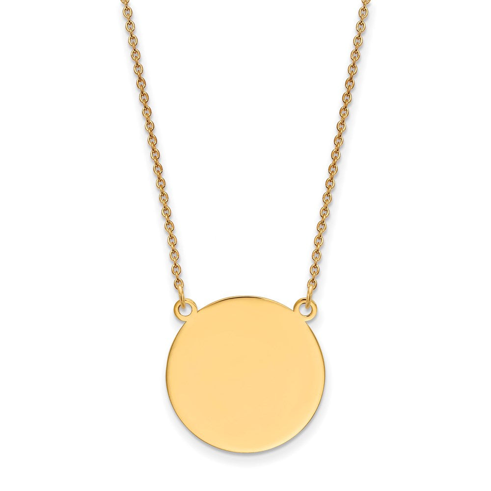 14K Gelbgold Schlicht.027 Stärke Kreisförmig Gravierbar Plättchen 18 Zoll Halskette