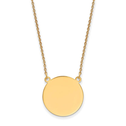14K Gelbgold Schlicht.027 Stärke Kreisförmig Gravierbar Plättchen 18 Zoll Halskette