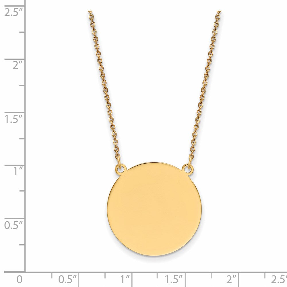 14K Gelbgold Schlicht.018 Stärke Kreisförmig Gravierbar Plättchen 18 Zoll Halskette