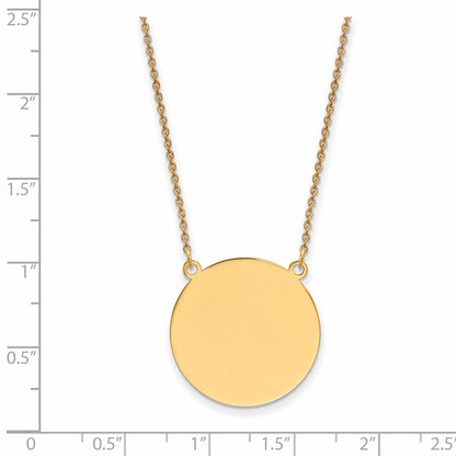 14K Gelbgold Schlicht.018 Stärke Kreisförmig Gravierbar Plättchen 18 Zoll Halskette