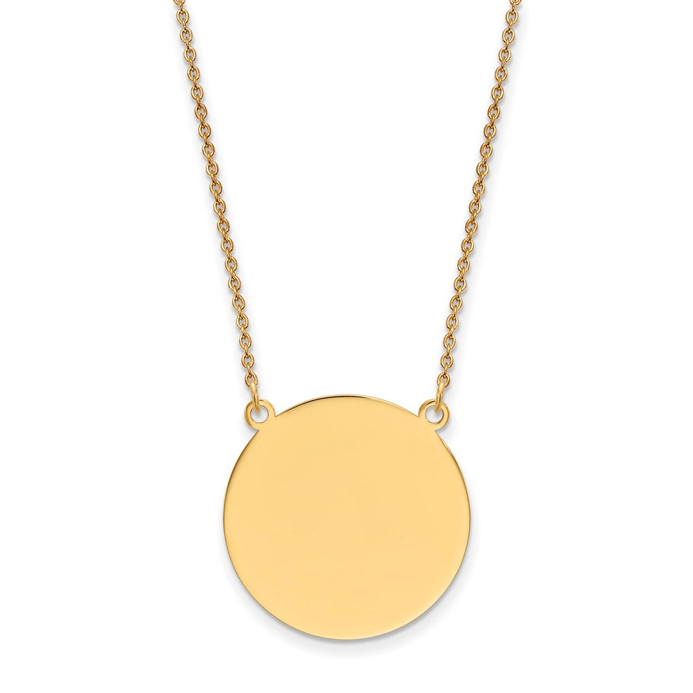 14K Gelbgold Schlicht.018 Stärke Kreisförmig Gravierbar Plättchen 18 Zoll Halskette