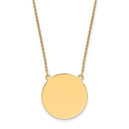 14K Gelbgold Schlicht.018 Stärke Kreisförmig Gravierbar Plättchen 18 Zoll Halskette