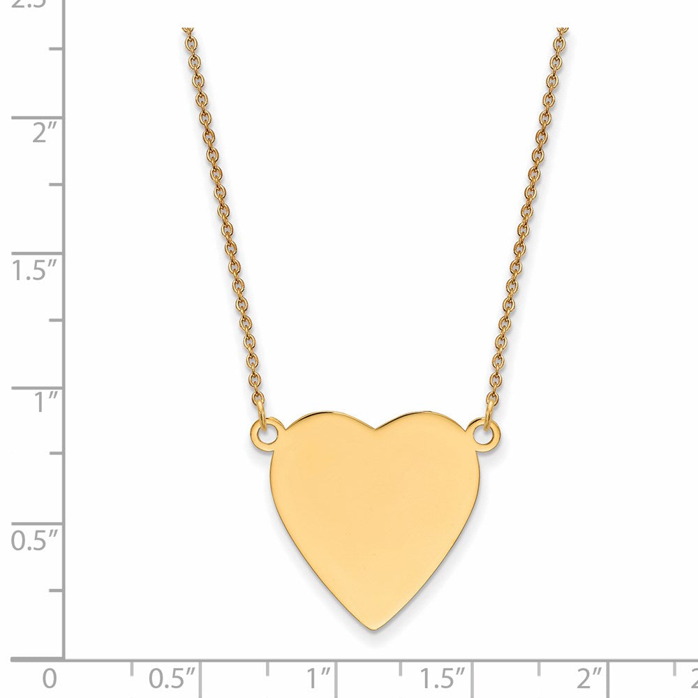 14K Gelbgold Schlicht.018 Stärke Herz Gravierbar Plättchen 18 Zoll Halskette