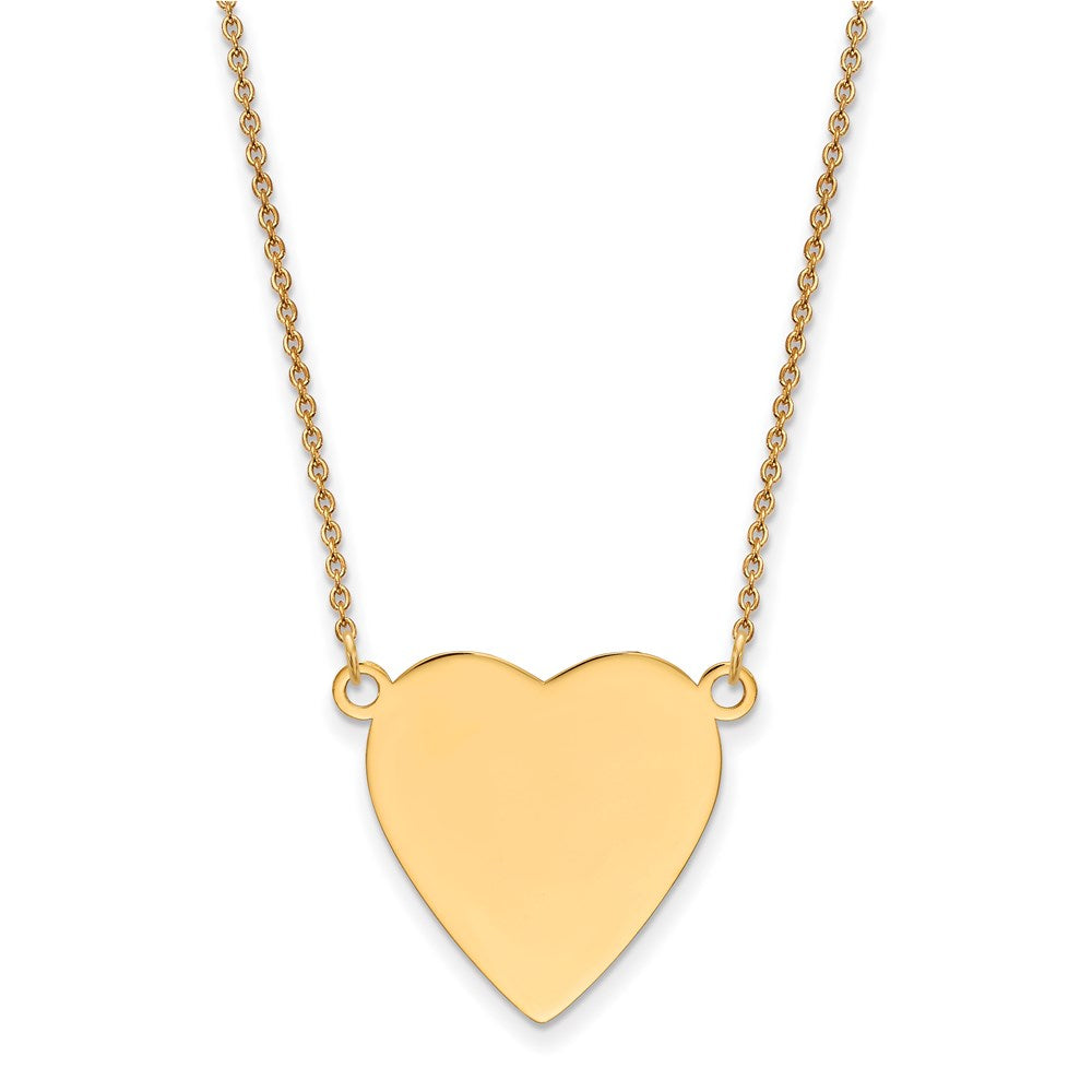 14K Gelbgold Schlicht.018 Stärke Herz Gravierbar Plättchen 18 Zoll Halskette