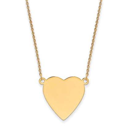 14K Gelbgold Schlicht.018 Stärke Herz Gravierbar Plättchen 18 Zoll Halskette