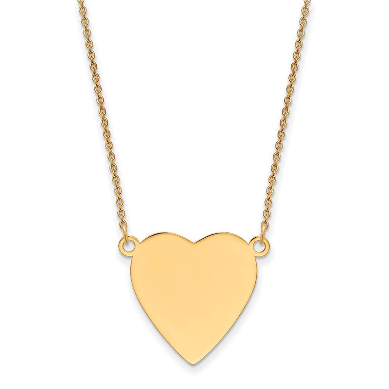 14K Gelbgold Schlicht.018 Stärke Herz Gravierbar Plättchen 18 Zoll Halskette