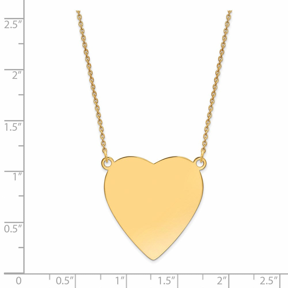 14K Gelbgold Schlicht.018 Stärke Herz Gravierbar Plättchen 18 Zoll Halskette