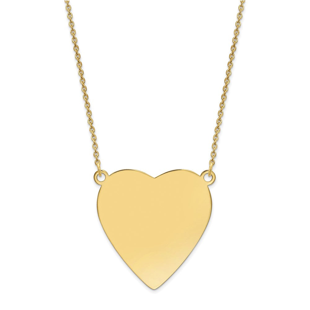 14K Gelbgold Schlicht.018 Stärke Herz Gravierbar Plättchen 18 Zoll Halskette