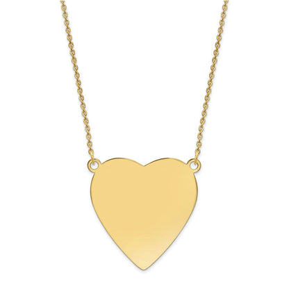 14K Gelbgold Schlicht.018 Stärke Herz Gravierbar Plättchen 18 Zoll Halskette