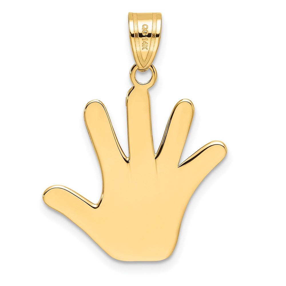 14K Gelbgold Emaille-Anhänger "Autismus-Handabdruck