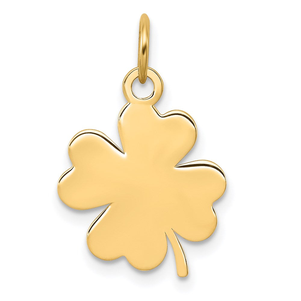 14K Gelbgold 14K Schlicht.018 Stärke Gravierbar Klee Plättchen Charm