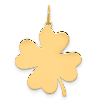 14K Gelbgold Gravierbarer Kleeblatt-Scheiben-Charm, schlicht, 0,018 Gauge