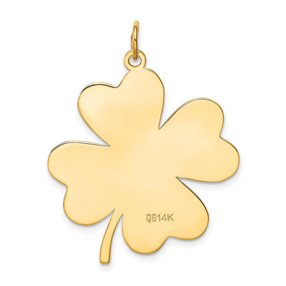 14K Gelbgold Schlichter Gravierbarer Klee-Scheiben-Charm, .018 Gauge