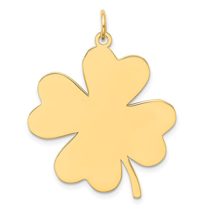 14K Gelbgold Schlichter Gravierbarer Klee-Scheiben-Charm, .018 Gauge