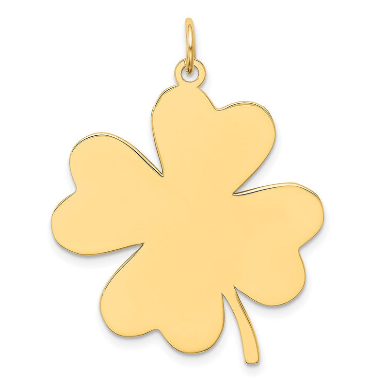 14K Gelbgold Schlichter Gravierbarer Klee-Scheiben-Charm, .018 Gauge