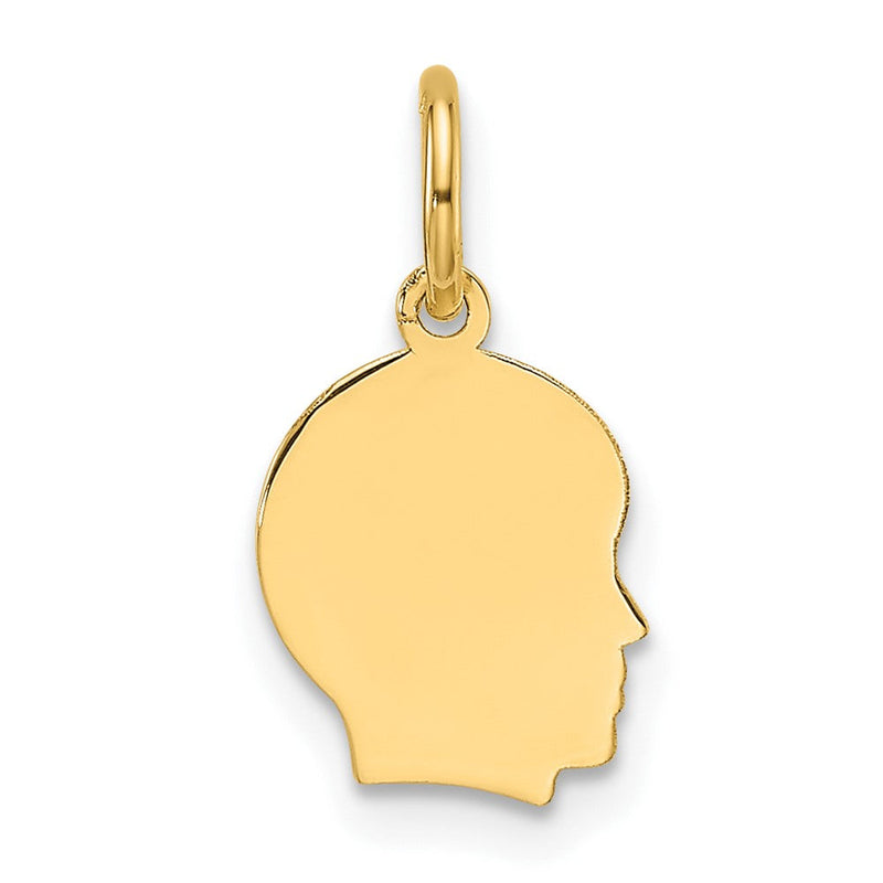 14K Gelbgold Schlicht Klein Zugewandt Right Gravierbar Junge Kopf Charm