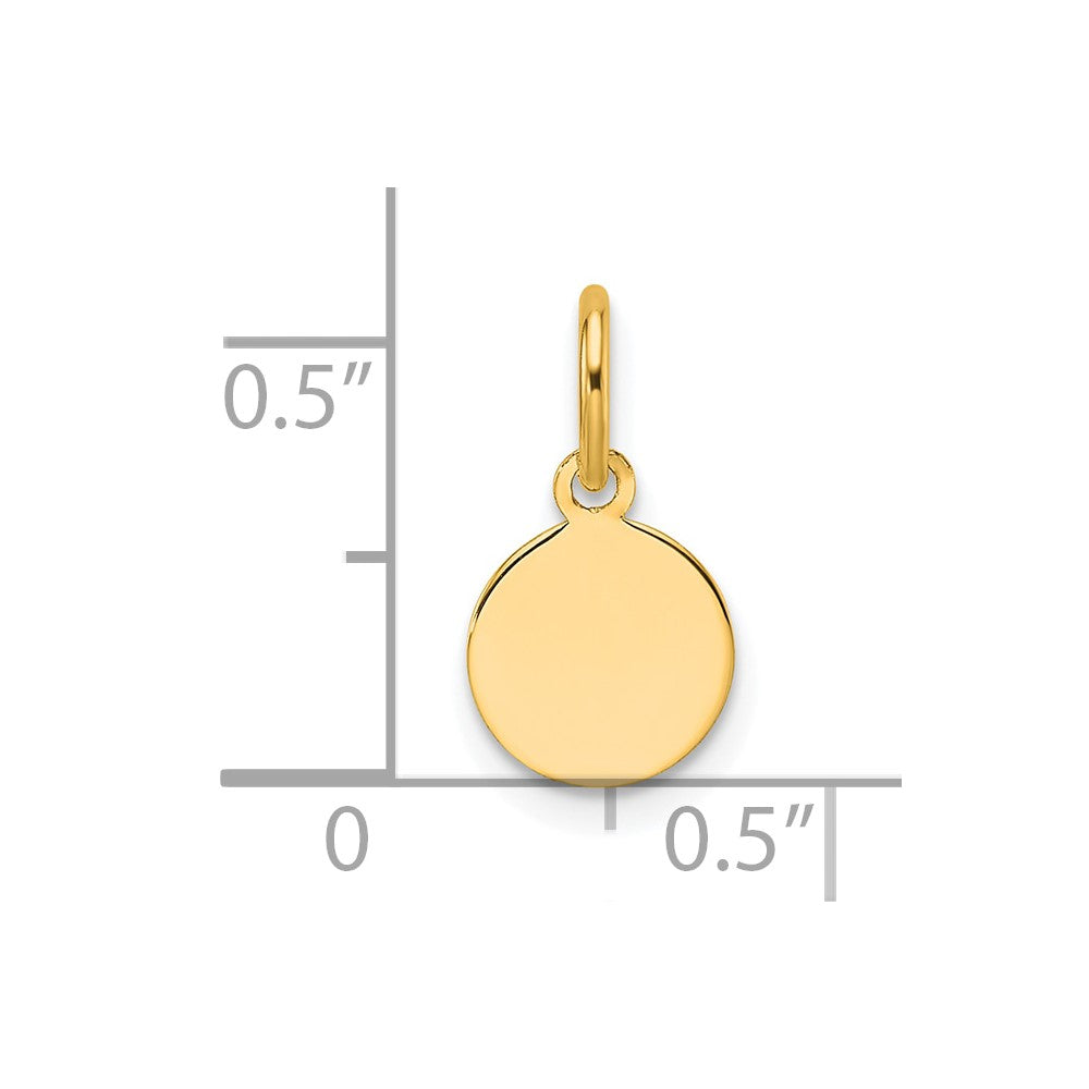 10K Gelbgold Schlicht.013 Stärke Kreisförmig Gravierbar Plättchen Charm