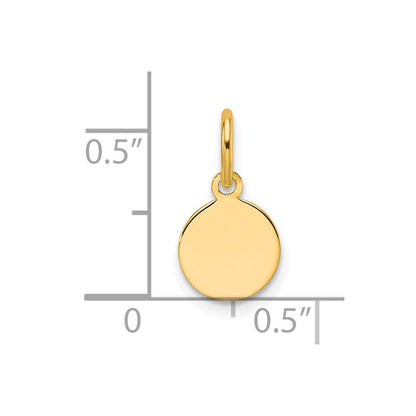 10K Gelbgold Schlicht.013 Stärke Kreisförmig Gravierbar Plättchen Charm