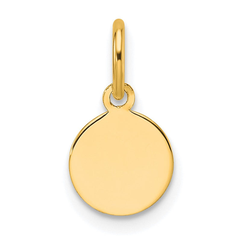 14K Gelbgold Schlicht Kreisförmig Gravierbar Plättchen Charm