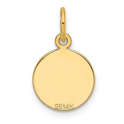 10K Gelbgold Schlicht.018 Stärke Kreisförmig Gravierbar Plättchen Charm
