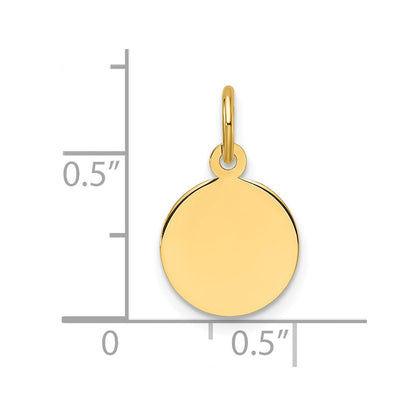 10K Gelbgold Schlicht.018 Stärke Kreisförmig Gravierbar Plättchen Charm
