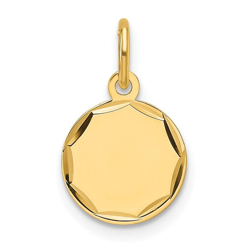 14K Gelbgold Geätzt Gravierbar Rund Plättchen Charm