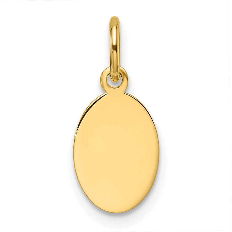 14K Gelbgold Schlicht Gravierbar Oval Plättchen Charm