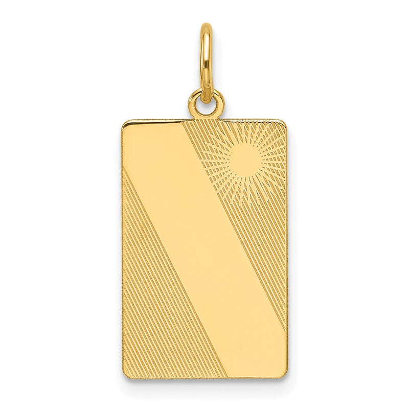 14K Gelbgold Gemustert Gravierbar Erkennungsmarke Plättchen Charm