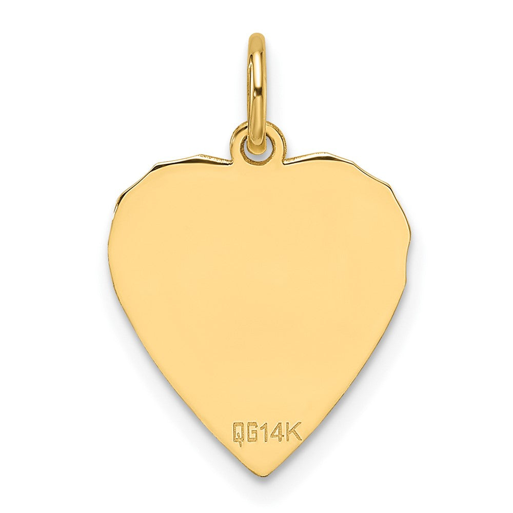 14K Gelbgold Geätzt Gravierbar Herz Plättchen Charm