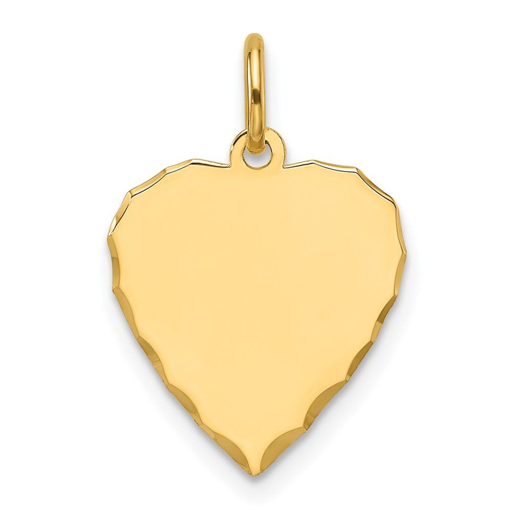 14K Gelbgold Geätzt Gravierbar Herz Plättchen Charm