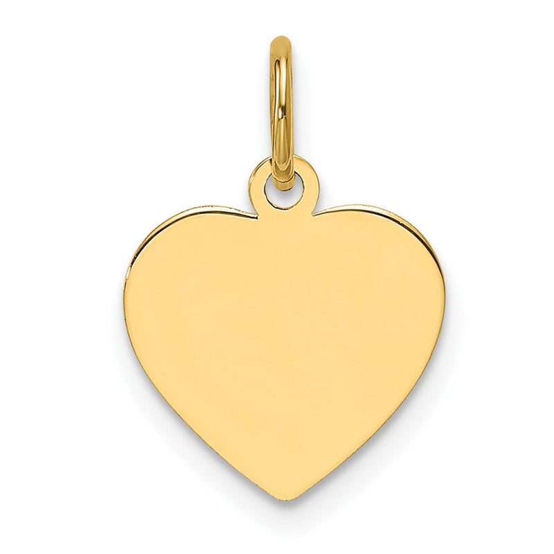 14K Gelbgold Schlicht Gravierbar Herz Plättchen Charm